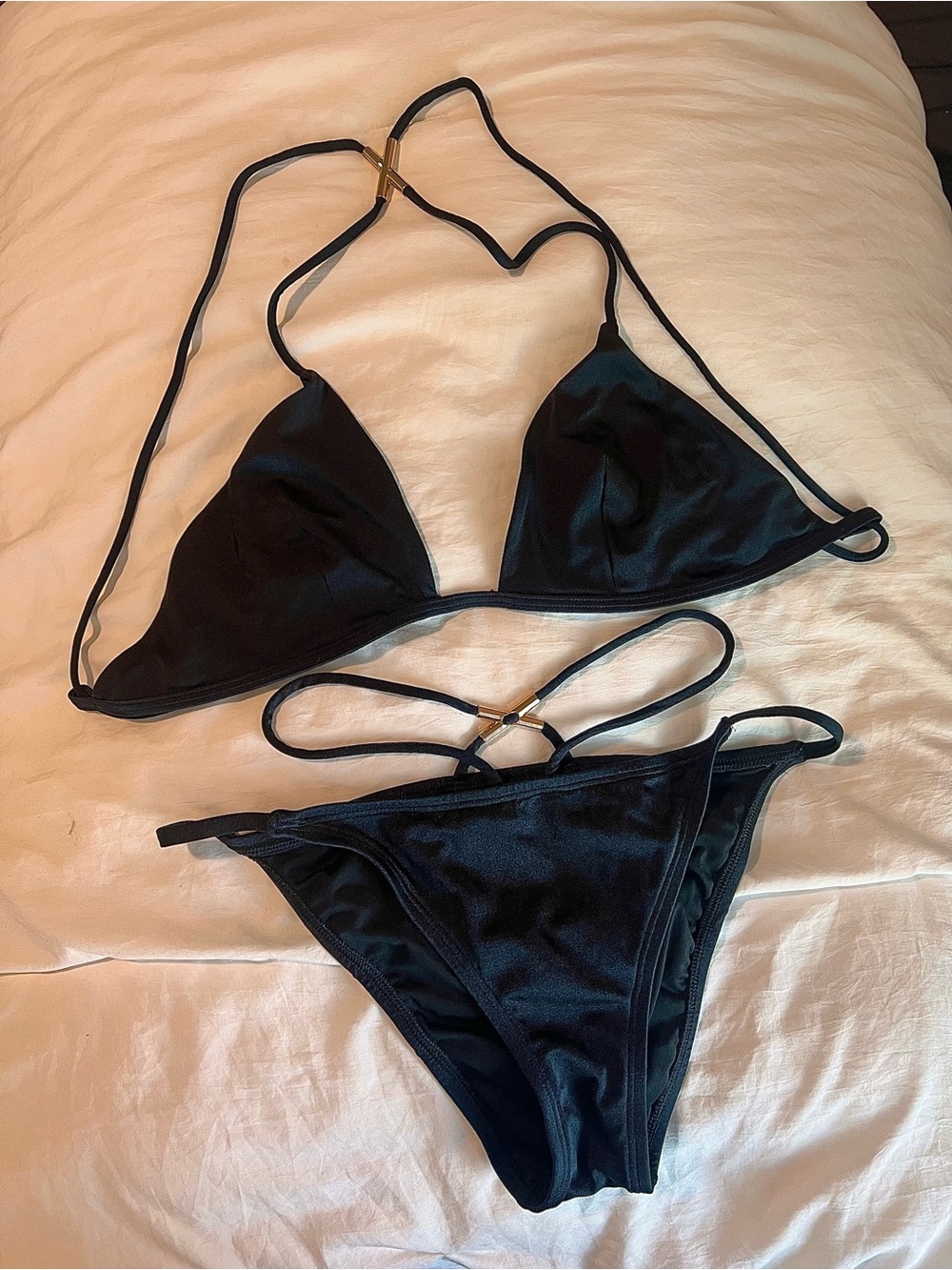 Victoria's Secret Black Triangle String Bikini Set